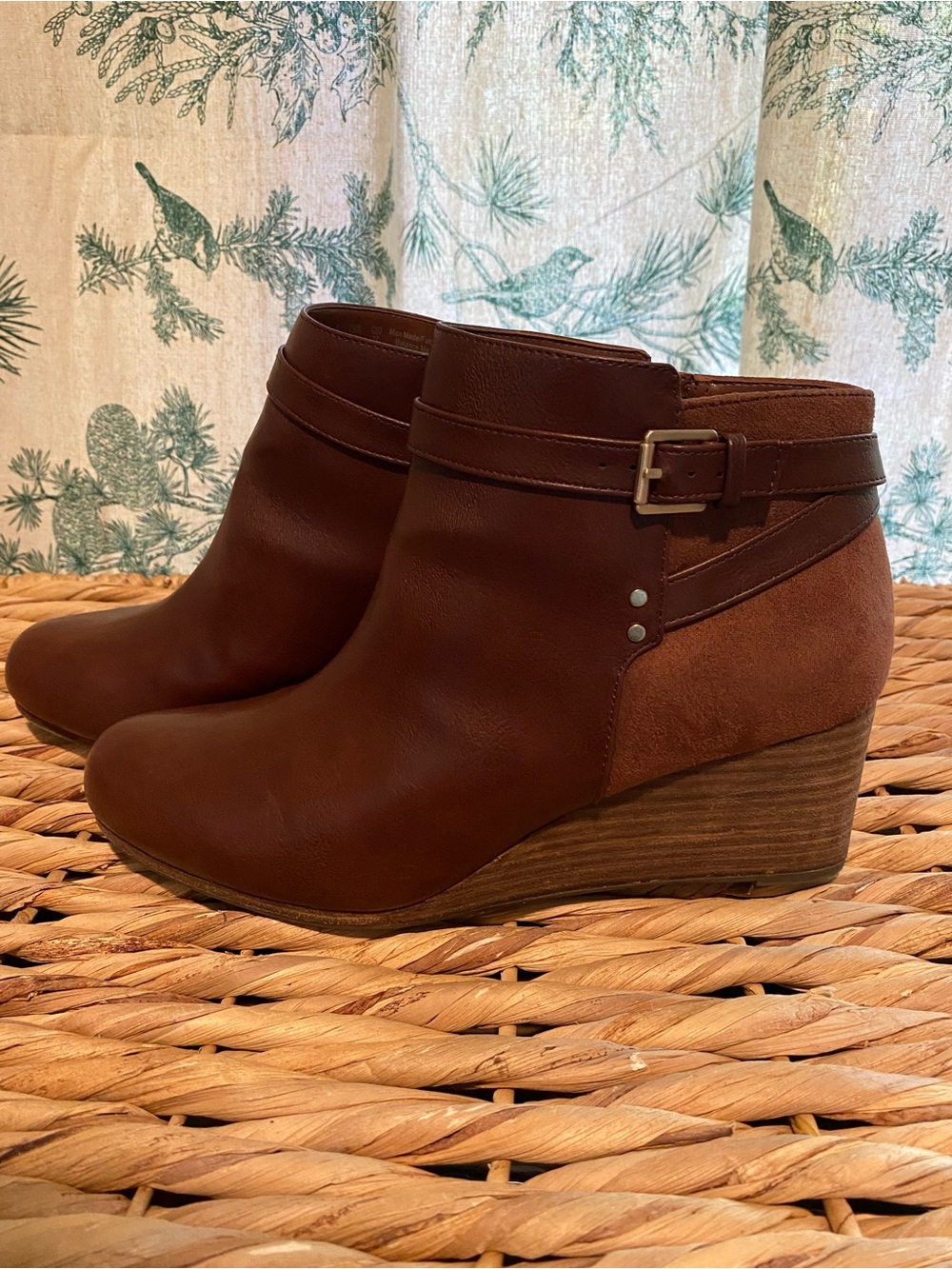 Dr. Scholl's Brown Faux Leather & Suede Ankle Booties – Size 10W
